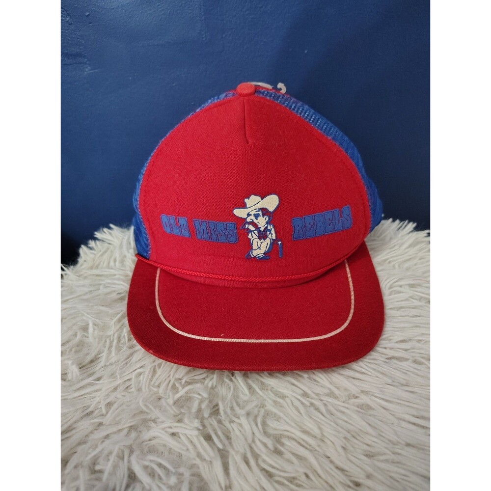 Vintage Mississippi Rebels Snapback Sports Hat Front Row College Red Spellout